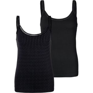 Lascana - Hemd - Zwart - Katoen/Elastaan - Set van 2