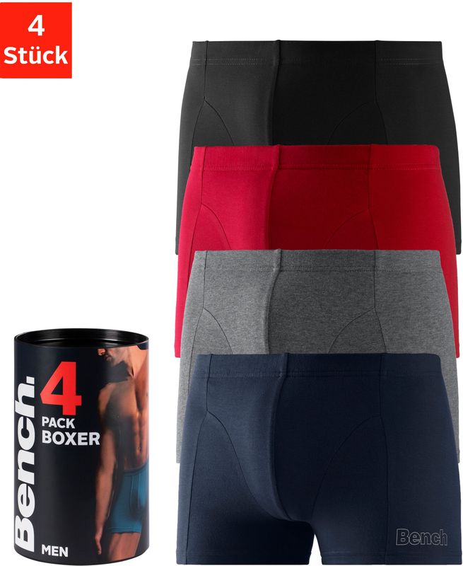Bench. Boxer »Boxershorts für Herren«, (Dose, 4 St.), in der Dose mit kleinem Logodruck auf dem Bein