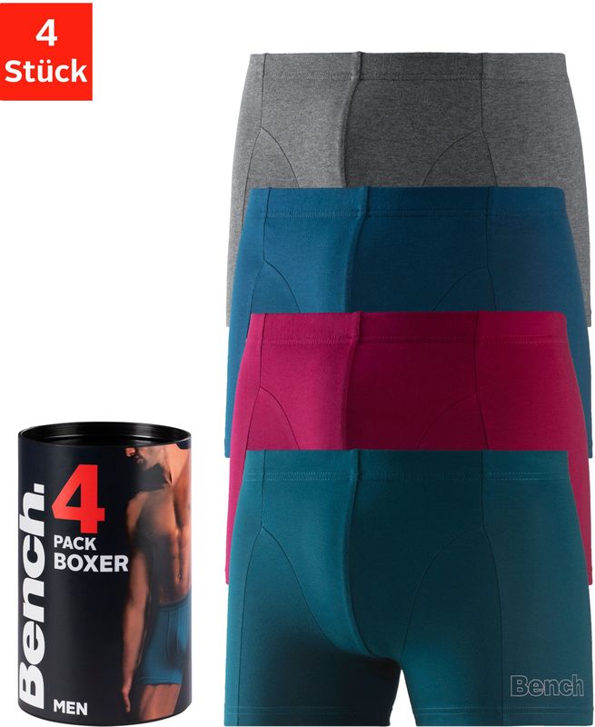 Bench. Boxer »Boxershorts für Herren«, (Dose, 4 St.), in der Dose mit kleinem Logodruck auf dem Bein