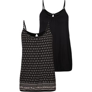 Lascana Top - Zwart gedessineerd - Viscose-stretch - Set van 2
