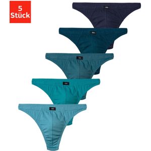 H.I.S String Heren Onderbroek Set van 5 - Kleur: Blauw/Lichtblauw/Navy/Petrol