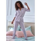 Bordeaux Gestreepte Pyjama - Hoog Taille - Elastische Band - Met Steekzakken