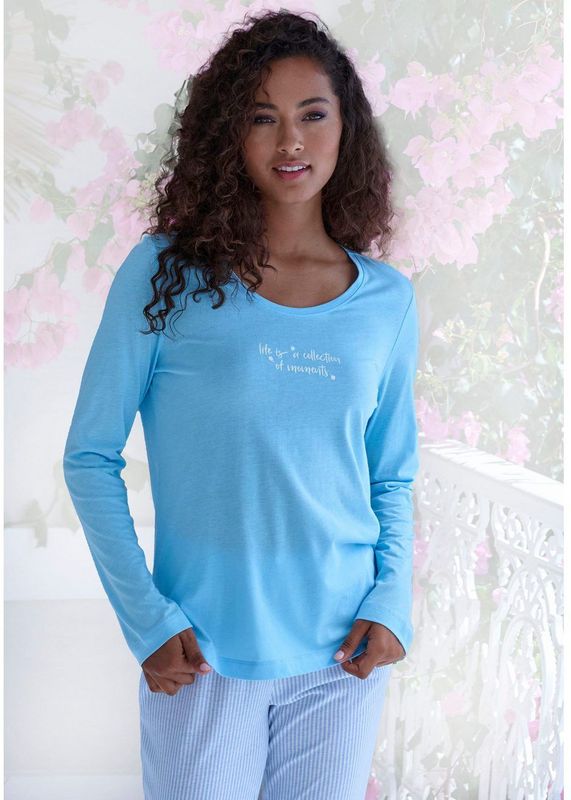 s.Oliver - RED LABEL - Pyjama Top - Hemelsblauw - 50% Katoen, 50% Viscose