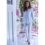 Pyjama - Lichtblauw Wit Gestreept - Knoopsluiting - Lange Mouwen