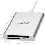 Unitek - Y-9313 - USB3.0 tot Multi-In - Geheugenkaartlezer - Zilver - Aluminium