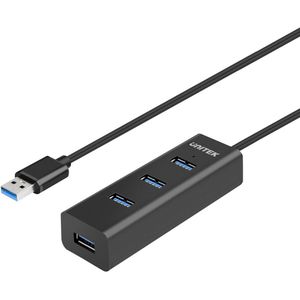UNITEK USB Hub 4 Port 3.0 + 1 Microusb/SuperSpeed Data-hub Multiport verdeler voor pc, laptop, toetsenbord, muis, printer/iOS (Mac) + Windows compatibiliteit/plug & play/Y-3089