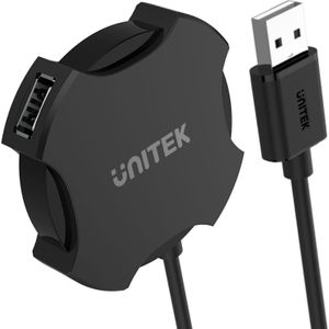 Unitek Y-2178 Interface hub USB 2.0 (USB-A, 4 ports), Docking station + USB-hub, Zwart