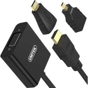 Unitek Y-6355 Adapter Micro/Mini-HDMI naar VGA + Audio Zwart