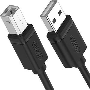 UNITEK Kabel USB A naar USB B (mannelijk-mannelijk), 5 meter, standaard USB 2.0, PVC, 28AWG, 100% koper, zwart, datakabel voor printer/printerkabel, compatibel met pc, notebook