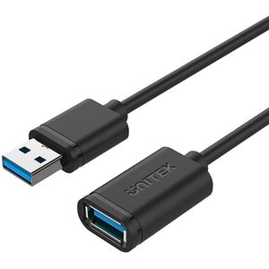 UNITEK Kabel USB 3.0 A stekker naar USB A bus/verlengkabel / 2 meter, zwart/verlenging voor printer, toetsenbord, kaartlezer etc. / Y-C459GBK