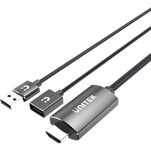 Unitek Kabel USB USB-A - 1 m Srebrny (M1104A) (USB-A, 100 cm), Data + Video Adapter, Grijs
