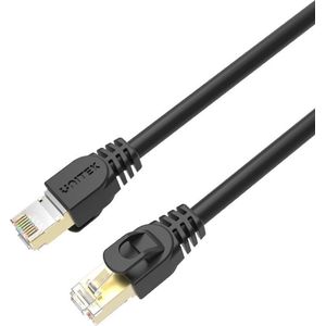 UNITEK 10 m netwerkkabel, Cat.7 patchkabel, 2 dezelfde RJ45 568BI, 10 Gbit/s, ethernet, LAN, DSL, switch, router, modem, hotspot I 100% koper, 26 AWG I zwart