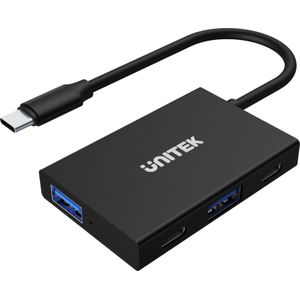 uHUB Q4 Advanced 4-in-1 USB-C Hub in 10Gbps H1302A / USB3.1 Gen2 10Gbps SuperSpeed/Anti-Fingerprint-Aluminium-Legierungsgehäuse/Farbe: Schwarz/Miniaturabmessungen