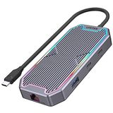Unitek - HUB USB-C HDMI RJ45 PD 100W - Docking Station - Grijs - 7 Poorten, 100W Laadvermogen, 10 Gbit/s Overdrachtssnelheid