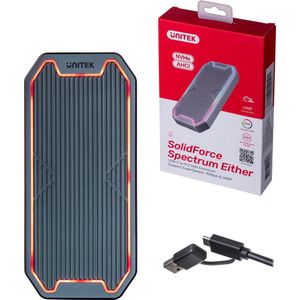 Unitek - M.2 SSD Behuizing - Grijs - USB-C - 10 Gbps