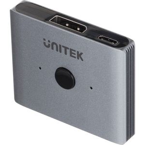Unitek Dwukierunkowy przełącznik DP 1.4 8K 2-na-1, KVM schakelaars, Zwart