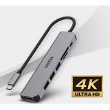 uHUB - S7+ - 7-in-1 USB-C Hub - Zwart - 4K HDMI - 100W Vermogen