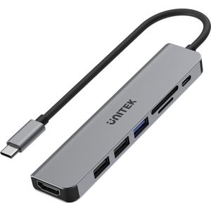 uHUB - S7+ - 7-in-1 USB-C Hub - Zwart - 4K HDMI - 100W Vermogen