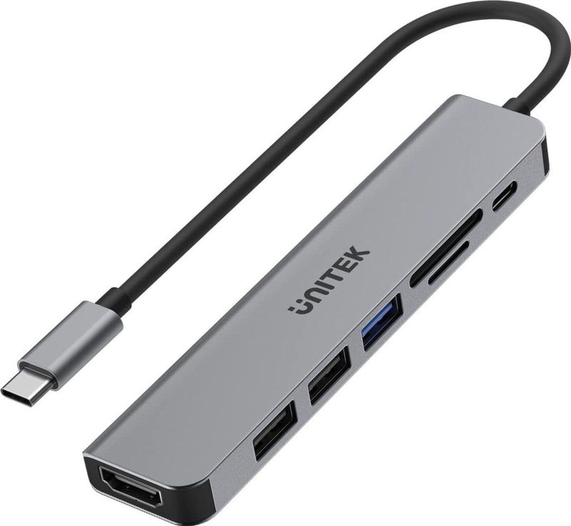 uHUB - S7+ - 7-in-1 USB-C Hub - Zwart - 4K HDMI - 100W Vermogen