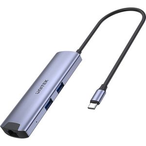 UNITEK H1112F USB-C Hub - 6-in-1 - HDMI 4K - Gigabit Ethernet - USB-C - USB-A