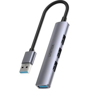 Unitek - HUB USB-A - Grijs - Aluminium - 4 Havens