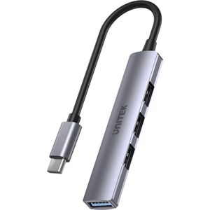 Unitek - HUB USB-C - Grijs - 4 Havens - Compact