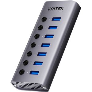 Unitek - HUB USB-A 3.0 7W1 Docking Station - Grijs - 7 Poorten - 5 Gbps