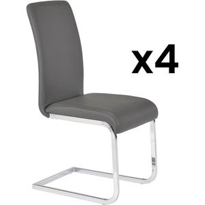 Set van 4 stoelen LIRICA - grijs kunstleer L 42 cm x H 97 cm x D 47 cm