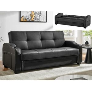 Vente-unique Klik-klak bedbank van kunstleer MIRELLA - zwart L 197 cm x H 83 cm x D 89 cm