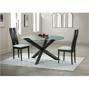 Eettafel CENTAURI - 4 personen - Hout en gehard glas L 140 cm x H 75.5 cm x D 140 cm