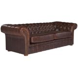 Clotaire Chesterfield Driezitsbank van 100% leer - Bruin of Blauw - Premiumzitbank met Optimaal Comfort