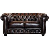 Breton Tweezitsbank Chesterfield van 100% buffelleer - Trendy en tijdloos model in bruin tinten