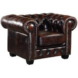 Fauteuil chesterfield BRENTON 100% buffelleer - bruin tinten