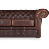 Clotaire Tweezitsbank van 100% leer met lived-in aspect - Bruin of Blauw - Trendy Chesterfield Design