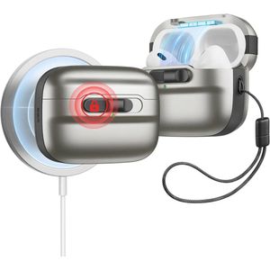 ESR HaloLock Pulse Magnetic Lock Hoesje geschikt voor AirPods Pro 1 / 2 - Compatibel met MagSafe - Titanium