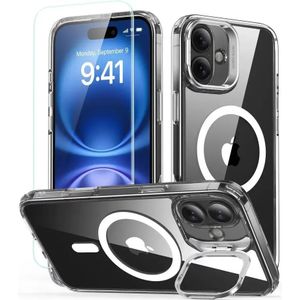 ESR serie etui Classic Hybrid Kickstand Halolock MagSafe + gehard glas na iPhone 16 - transparant