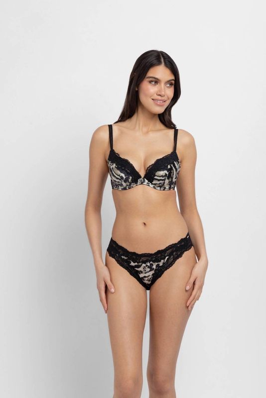 Dorina Origins-Print-Brief Origins Slipje, microvezel, bedrukt en kant, zwart, 4XL, Zwart, 4XL