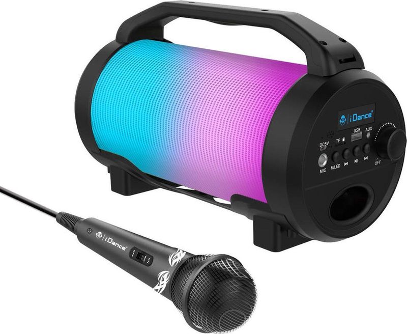 iDance CYCLONE400BK Karaoke Set - Bluetooth Party Speaker met Disco LED-Verlichting - Inclusief Microfoon