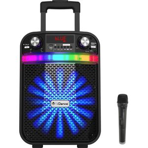 iDance GROOVE408X Party Speaker – Bluetooth Speaker met Discolicht – Karaoke Set - Met Draadloze Microfoon