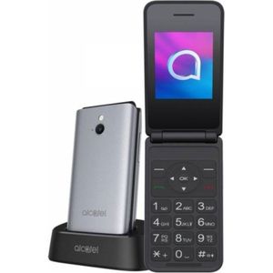 Alcatel 3082 4G – eenvoudig te bedienen mobiele telefoon met deksel, laadstation en 1380 mAh batterij, 1 MP camera met flitser, grote bluetooth-toetsen, zilvergrijs [ES/PT-versie]