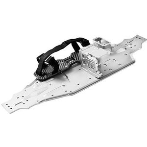 Aluminium 7075-T6 Chassis Plate With Servo Mount + Battery Compartment + Motor Base For Traxxas 1/8 4WD Sledge Monster Truck 95076-4 Upgrades (Use with Arrma AR320422 receiver box) - Silver
