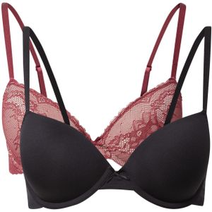 Dorina - CHLOE - BH - Donkerrood / Zwart - Full Cup - Met Beugel - 2 Pack