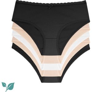 Dorina - Dames Slips - 5-Pack - Zwart-Huidkleurig-Wit - Biologisch Katoen