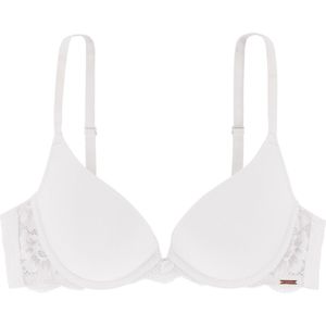 Push up / Plunge BH met beugel - Rosa - Kanten bh band - 3/4 cup - Decollete Bh  - Wit