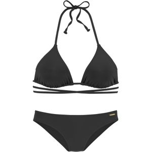 Unikleur - Triangelbikini - Zwart - Polyamide - Verwijderbare Softcups