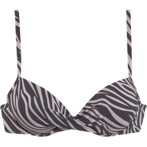 Lascana - Push-upbikinitop - Zwart - Dierenprint - Polyamide