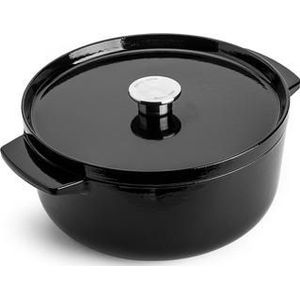 KitchenAid braadpan 26cm - geëmailleerd gietijzer - onyx zwart - rond