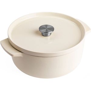 KitchenAid braadpan 26cm - geëmailleerd gietijzer - amandel wit - rond