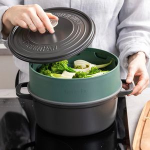 GreenPan Steamy Stoommandje - GreenPan Steamy siliconen stoommandje - stomer - Ø24cm - groen