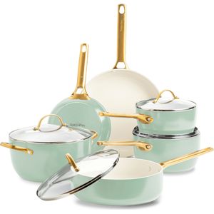Greenpan Pannenset 10-delig 'Padova Mint Green'